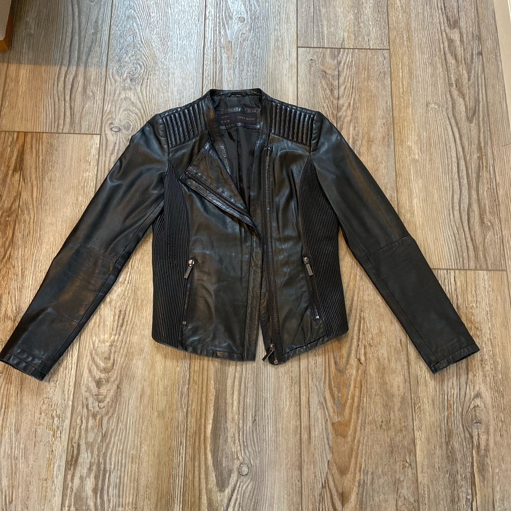 Zara genuine leather jacket